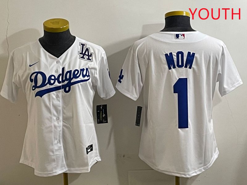Youth Los Angeles Dodgers #1 Mom White Game 2025 Nike MLB Jersey style 7